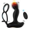 Vibrating Prostate Massager with Dual Cock Rings, Heated Anal Vibrator for Men with Remote, Male Vibrating Butt Plug