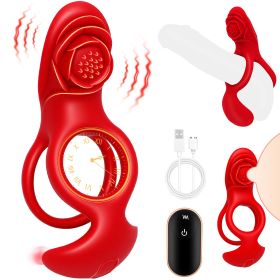 Vibrating Cock Ring for Men, Dual Motor Remote Control Penis Vibrator with Clit Stimulator Adult Toys for Couples