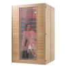 Far Infrared Wooden Sauna, Room Home Sauna Spa for 2 Person, Low EMF Far Infrared Hemlock Wood Saunas with Tempered Glass Door & 2 Bluetooth Speakers