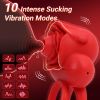 Vibrating Cock Ring with Rose Clitoral Stimulator, 10 Sucking Modes Couple Pleasure Penis Vibrator Sex Toys for Men