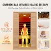 Far Infrared Wooden Sauna, Room Home Sauna Spa for 2 Person, Low EMF Far Infrared Hemlock Wood Saunas with Tempered Glass Door & 2 Bluetooth Speakers