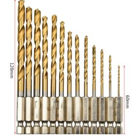 Wind Batch Hex Shank Twist Drill Bit Titanium Plated 6.35 Handle 10PC 13PC Set   High Speed Steel (Option: B)