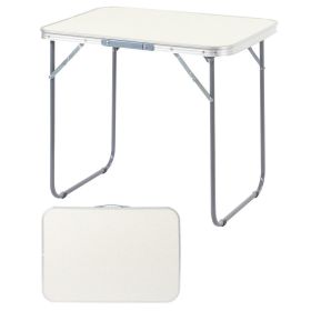 2.3ft Portable Aluminum Folding Camping Table, 70-50cm Lightweight Foldable Table For Outdoor Picnic, Indoor Dining (Option: White)