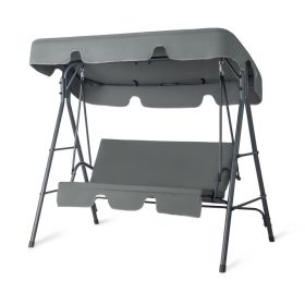 Dark Gray 3-Person Garden Swing Set With Adjustable Canopy & Cushions, Heavy Duty Iron Frame, 550lbs Capacity, Oxford Fabric, Easy KD Assembly (Option: Dark Gray)