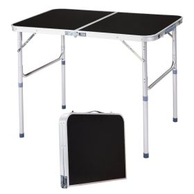 3ft  90-60cm Aluminum Folding Table Portable Outdoor Camping Picnic Desk Black (Option: Black)
