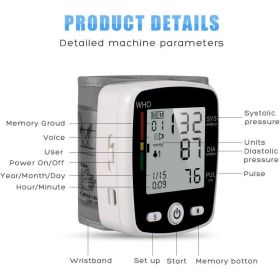 Wrist Blood Pressure Monitor With USB Charging  2 X 90-Reading Memory  Cuff Included FDA Certified (Option: 1030A)