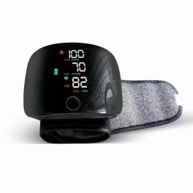 Wrist Sphygmomanometer Rechargeable Blood Pressure Meter Wrist Blood Pressure Eter Smart Touch Screen Blood Pressure Meter Household Electronics (Option: Wrist Black Arabic Voice-USB)