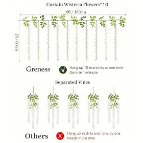 Ten-piece Set Of Simulated Wisteria Hanging Flowers, High-realistic Silk Wisteria Vines, Fake Flower Strings, Wedding Home Wall Ceiling Party Dec (Option: 10piece)