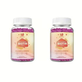Biotin 12000MCG Beauty Gummies With Collagen & Keratin, Hair, Skin & Nail Support, 60 Count (Option: 2)