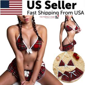 Sexy Lingerie School Girl Sleepwear Dress Nightwear Underwear Babydoll Women USA (Sizes: S)