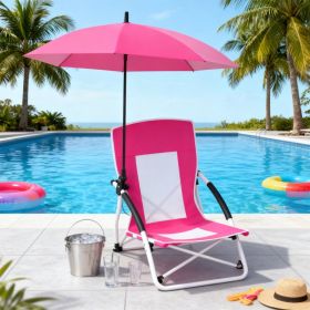 Beach Umbrella Chair For Adults With Adjustable Parasol UPF 50 Tear-proof 600D Oxford Fabric With PVC (Option: pink)