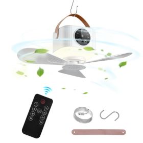 1Pc Tent Ceiling Fan With Light 7200mah Rechargeable Battery Operated Hanging Canopy Fan With Remote Control 4 Wind Speeds 3 Brightness Standard (Option: Standard Fan Light)