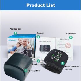 Wrist Sphygmomanometer Rechargeable Blood Pressure Meter Wrist Blood Pressure Eter Smart Touch Screen Blood Pressure Meter Household Electronics (Option: French version-USB)