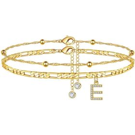 26 Letters Anklet Zircon Letters Simple (Option: E)